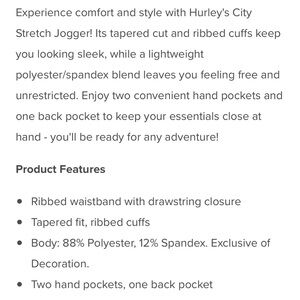 Women’s Hurley City Stretch Joggers